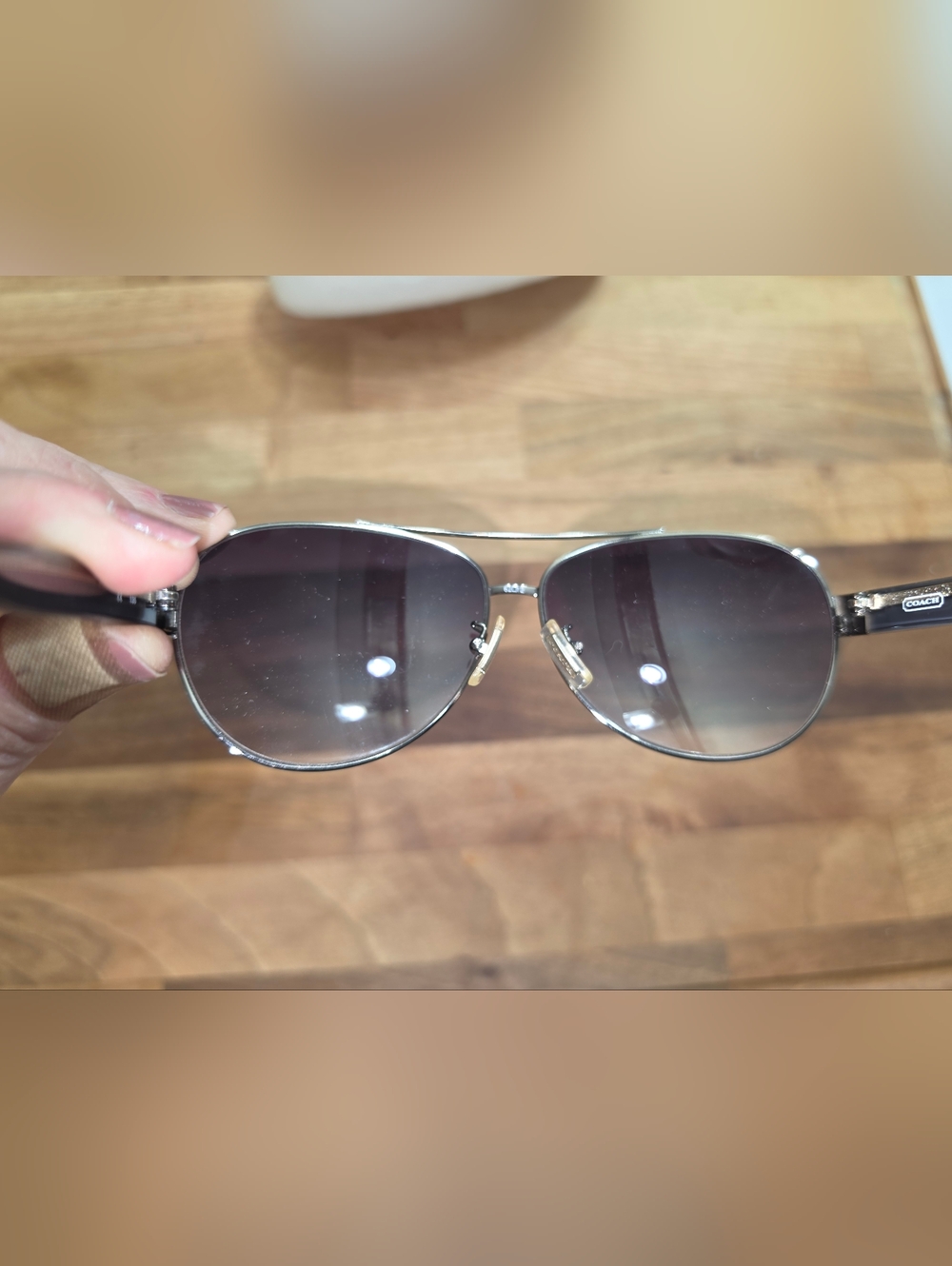 Coach Brown Gradient Aviator Sunglasses with White Logo Case - Picture 4 of 8